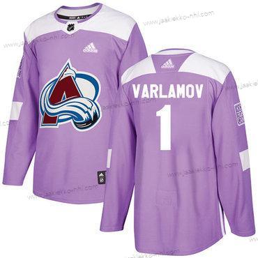 Adidas Nuoret Colorado Avalanche #1 Semyon Varlamov Violetti Aito Taistelee syöpää vastaan Ommeltu NHL Paita