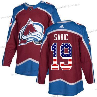 Adidas Nuoret Colorado Avalanche #19 Joe Sakic Kotiottelupaita Punainen Aito USA Flag Ommeltu NHL Paita