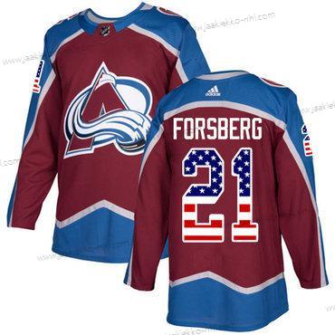 Adidas Nuoret Colorado Avalanche #21 Peter Forsberg Kotiottelupaita Punainen Aito USA Flag Ommeltu NHL Paita