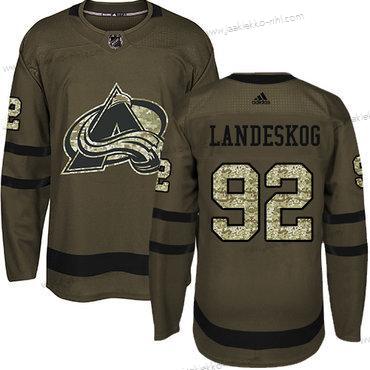 Adidas Nuoret Colorado Avalanche #92 Gabriel Landeskog Vihreä Salute to Service Ommeltu NHL Paita