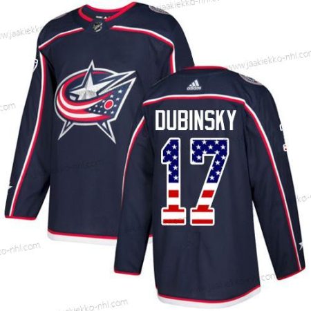 Adidas Nuoret Columbus Blue Jackets #17 Brandon Dubinsky Laivastonsininen Sininen Kotiottelupaita Aito USA Flag Ommeltu NHL Paita