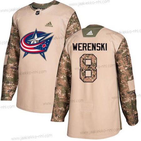 Adidas Nuoret Columbus Blue Jackets #8 Zach Werenski Maastokuvio Aito 2017 Veterans Day Ommeltu NHL Paita