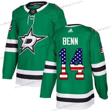 Adidas Nuoret Dallas Stars #14 Jamie Benn Vihreä Kotiottelupaita Aito USA Flag Ommeltu NHL Paita