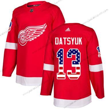 Adidas Nuoret Detroit Red Wings #13 Pavel Datsyuk Punainen Kotiottelupaita Aito USA Flag Ommeltu NHL Paita