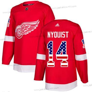 Adidas Nuoret Detroit Red Wings #14 Gustav Nyquist Punainen Kotiottelupaita Aito USA Flag Ommeltu NHL Paita