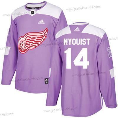 Adidas Nuoret Detroit Red Wings #14 Gustav Nyquist Violetti Aito Taistelee syöpää vastaan Ommeltu NHL Paita