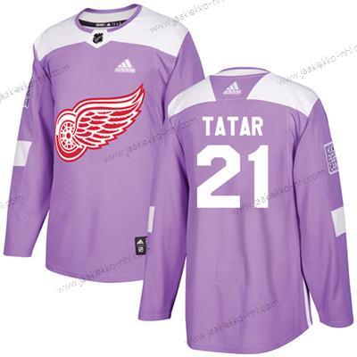 Adidas Nuoret Detroit Red Wings #21 Tomas Tatar Violetti Aito Taistelee syöpää vastaan Ommeltu NHL Paita