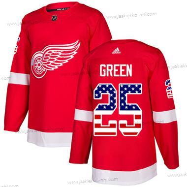 Adidas Nuoret Detroit Red Wings #25 Mike Vihreä Punainen Kotiottelupaita Aito USA Flag Ommeltu NHL Paita