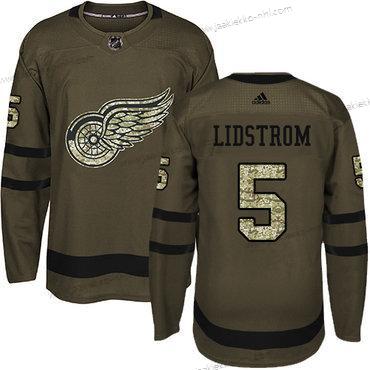 Adidas Nuoret Detroit Red Wings #5 Nicklas Lidstrom Vihreä Salute to Service Ommeltu NHL Paita