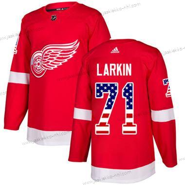 Adidas Nuoret Detroit Red Wings #71 Dylan Larkin Punainen Kotiottelupaita Aito USA Flag Ommeltu NHL Paita