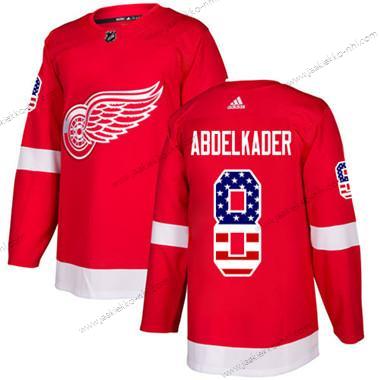 Adidas Nuoret Detroit Red Wings #8 Justin Abdelkader Punainen Kotiottelupaita Aito USA Flag Ommeltu NHL Paita