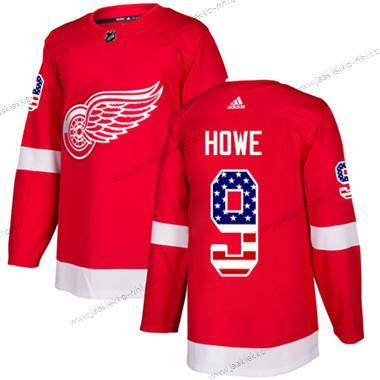 Adidas Nuoret Detroit Red Wings #9 Gordie Howe Punainen Kotiottelupaita Aito USA Flag Ommeltu NHL Paita