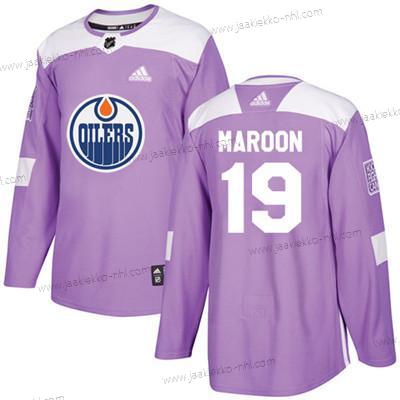 Adidas Nuoret Edmonton Oilers #19 Patrick Maroon Violetti Aito Taistelee syöpää vastaan Ommeltu NHL Paita