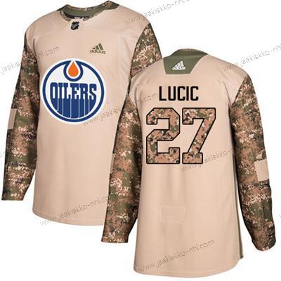 Adidas Nuoret Edmonton Oilers #27 Milan Lucic Maastokuvio Aito 2017 Veterans Day Ommeltu NHL Paita