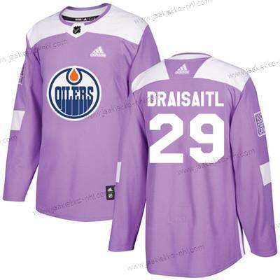 Adidas Nuoret Edmonton Oilers #29 Leon Draisaitl Violetti Aito Taistelee syöpää vastaan Ommeltu NHL Paita