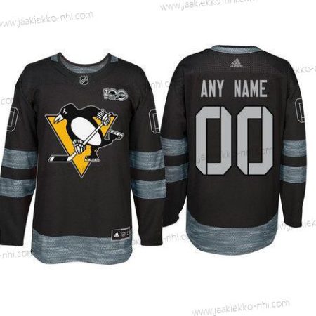 Adidas Pittsburgh Penguins Mukautettu Musta 1917-2017 100th Vuosipäivä Ommeltu NHL Paita