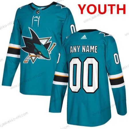 Adidas San Jose Sharks Mukautettu Aito Sinivihreä Kotiottelupaita NHL Paita