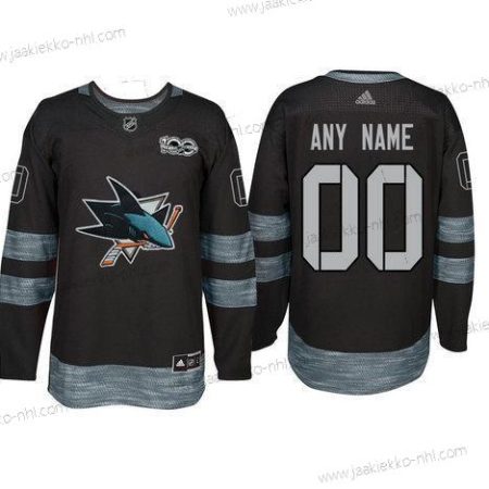 Adidas San Jose Sharks Mukautettu Musta 1917-2017 100th Vuosipäivä Ommeltu NHL Paita