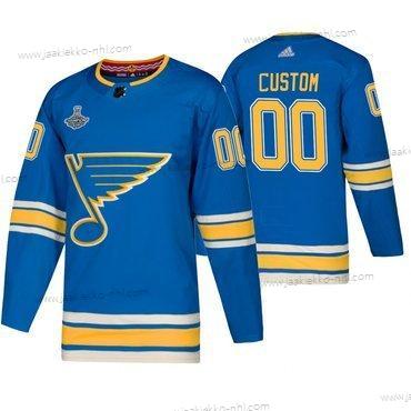 Adidas St. Louis Blues Mukautettu Sininen Vaihtopaita 2019 Stanley Cup Champions Paita