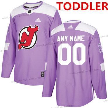 Adidas Taapero New Jersey Devils Mukautettu Violetti Pinkki Jääkiekko Taistelee syöpää vastaan Harjoitus Paita