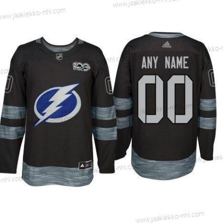 Adidas Tampa Bay Lightning Mukautettu Musta 1917-2017 100th Vuosipäivä Ommeltu NHL Paita