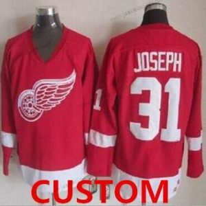 Detroit Red Wings Mukautettu Punainen CCM Retro Ommeltu NHL Paita