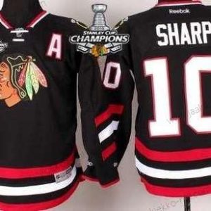 Lasten Chicago Blackhawks #10 Patrick Sharp 2014 Stadium Series Musta Paita W/2015 Stanley Cup Champion Patch