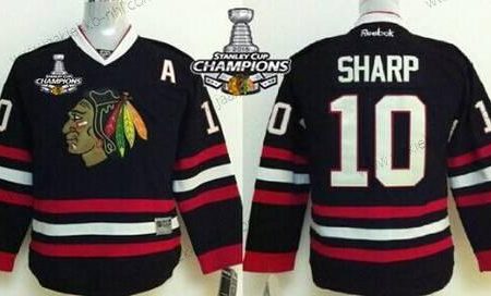 Lasten Chicago Blackhawks #10 Patrick Sharp Musta Paita W/2015 Stanley Cup Champion Patch