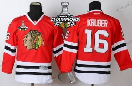 Lasten Chicago Blackhawks #16 Marcus Kruger Punainen Paita W/2015 Stanley Cup Champion Patch