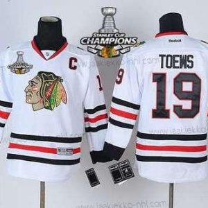 Lasten Chicago Blackhawks #19 Janathan Toews Valkoinen Paita W/2015 Stanley Cup Champion Patch