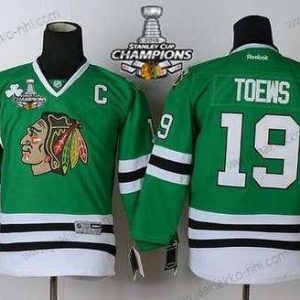 Lasten Chicago Blackhawks #19 Janathan Toews Vihreä Paita W/2015 Stanley Cup Champion Patch