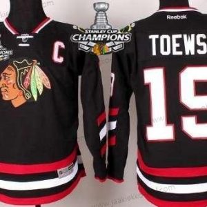 Lasten Chicago Blackhawks #19 Jonathan Toews 2014 Stadium Series Musta Paita W/2015 Stanley Cup Champion Patch