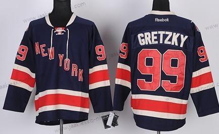 Lasten New York Rangers #99 Wayne Gretzky Laivastonsininen Sininen Vieraspaita 85Th Paita