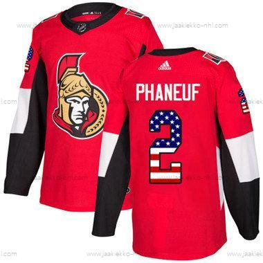 Lasten Ottawa Senators 2 Dion Phaneuf Punainen Kotiottelupaita Aito USA Flag Ommeltu NHL Paita