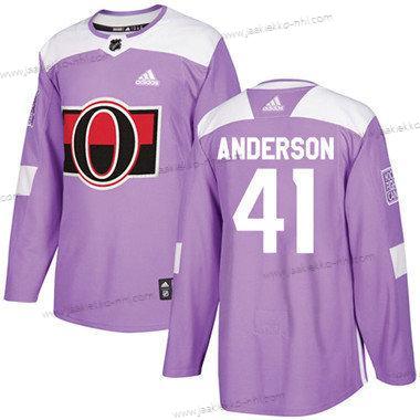 Lasten Ottawa Senators 41 Craig Anderson Violetti Aito Taistelee syöpää vastaan Ommeltu NHL Paita