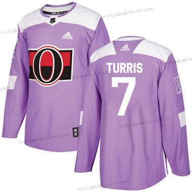 Lasten Ottawa Senators 7 Kyle Turris Violetti Aito Taistelee syöpää vastaan Ommeltu NHL Paita