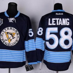 Lasten Pittsburgh Penguins #58 Kris Letang Laivastonsininen Sininen Vieraspaita Paita