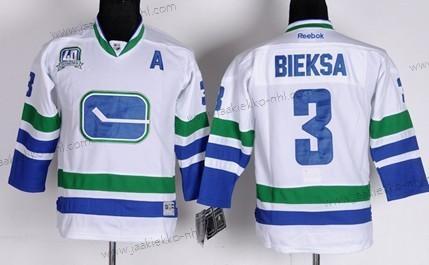 Lasten Vancouver Canucks #3 Kevin Bieksa Valkoinen Vieraspaita Paita