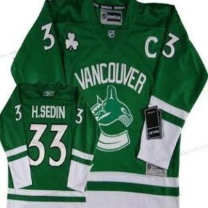 Lasten Vancouver Canucks #33 Henrik Sedin St. Patrick’S Day Vihreä Paita