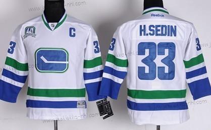 Lasten Vancouver Canucks #33 Henrik Sedin Valkoinen Vieraspaita Paita