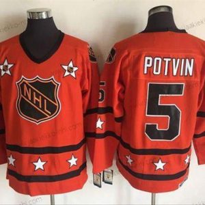 Miesten 1972-81 NHL All-Star #5 Denis Potvin Oranssi CCM Ommeltu Vintage Jääkiekko Paita