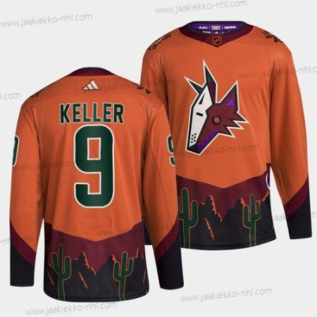 Miesten Arizona Coyotes #9 Clayton Keller Oranssi 2022-23 Käänteinen Retro Ommeltu Paita