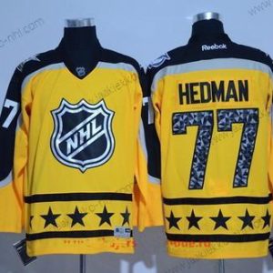 Miesten Atlantic Division Tampa Bay Lightning #77 Victor Hedman Reebok Keltainen 2017 NHL All-Star Ommeltu Jääkiekko Paita