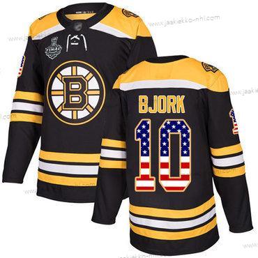 Miesten Boston Bruins #10 Anders Bjork Musta Kotiottelupaita Aito USA Flag 2019 Stanley Cup Final Bound Ommeltu Jääkiekko Paita