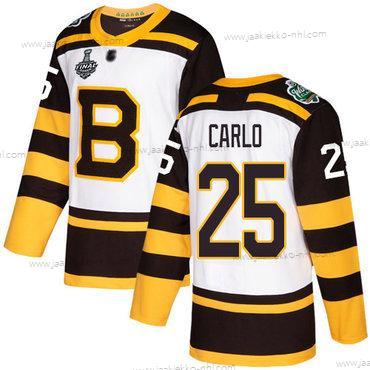 Miesten Boston Bruins #25 Brandon Carlo Valkoinen Aito 2019 Talvi Klassinen 2019 Stanley Cup Final Bound Ommeltu Jääkiekko Paita