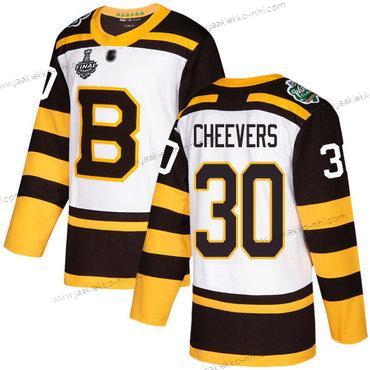 Miesten Boston Bruins #30 Gerry Cheevers Valkoinen Aito 2019 Talvi Klassinen 2019 Stanley Cup Final Bound Ommeltu Jääkiekko Paita