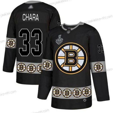 Miesten Boston Bruins #33 Zdeno Chara Musta Aito Maajoukkue Logo 2019 Stanley Cup Final Bound Ommeltu Jääkiekko Paita