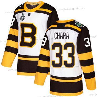 Miesten Boston Bruins #33 Zdeno Chara Valkoinen Aito 2019 Talvi Klassinen 2019 Stanley Cup Final Bound Ommeltu Jääkiekko Paita