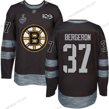 Miesten Boston Bruins #37 Patrice Bergeron Musta 1917-2017 100th Vuosipäivä 2019 Stanley Cup Final Bound Ommeltu Jääkiekko Paita