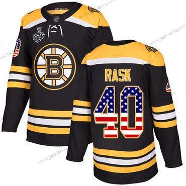 Miesten Boston Bruins #40 Tuukka Rask Musta Kotiottelupaita Aito USA Flag 2019 Stanley Cup Final Bound Ommeltu Jääkiekko Paita